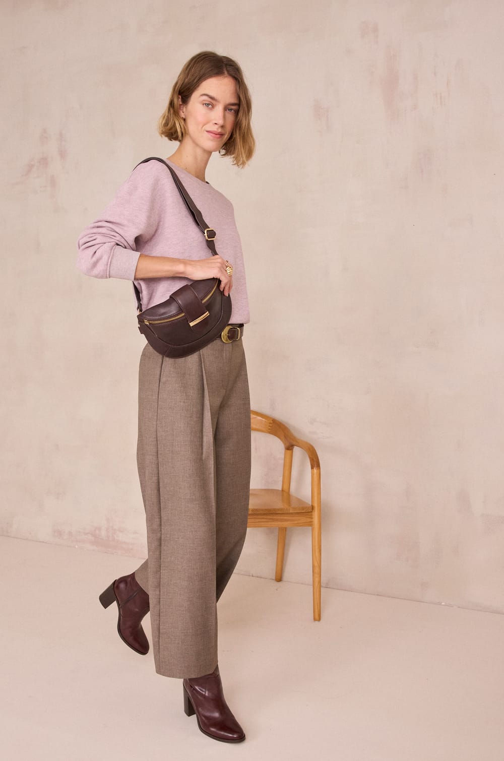 TIMEO wide cropped trousers;${refinementColor}