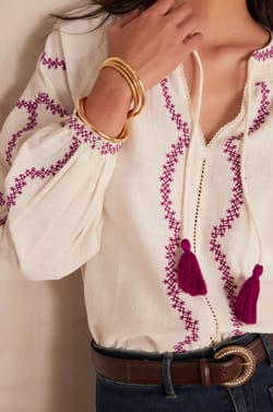 Blouse SULLY en coton et lin;${refinementColor}