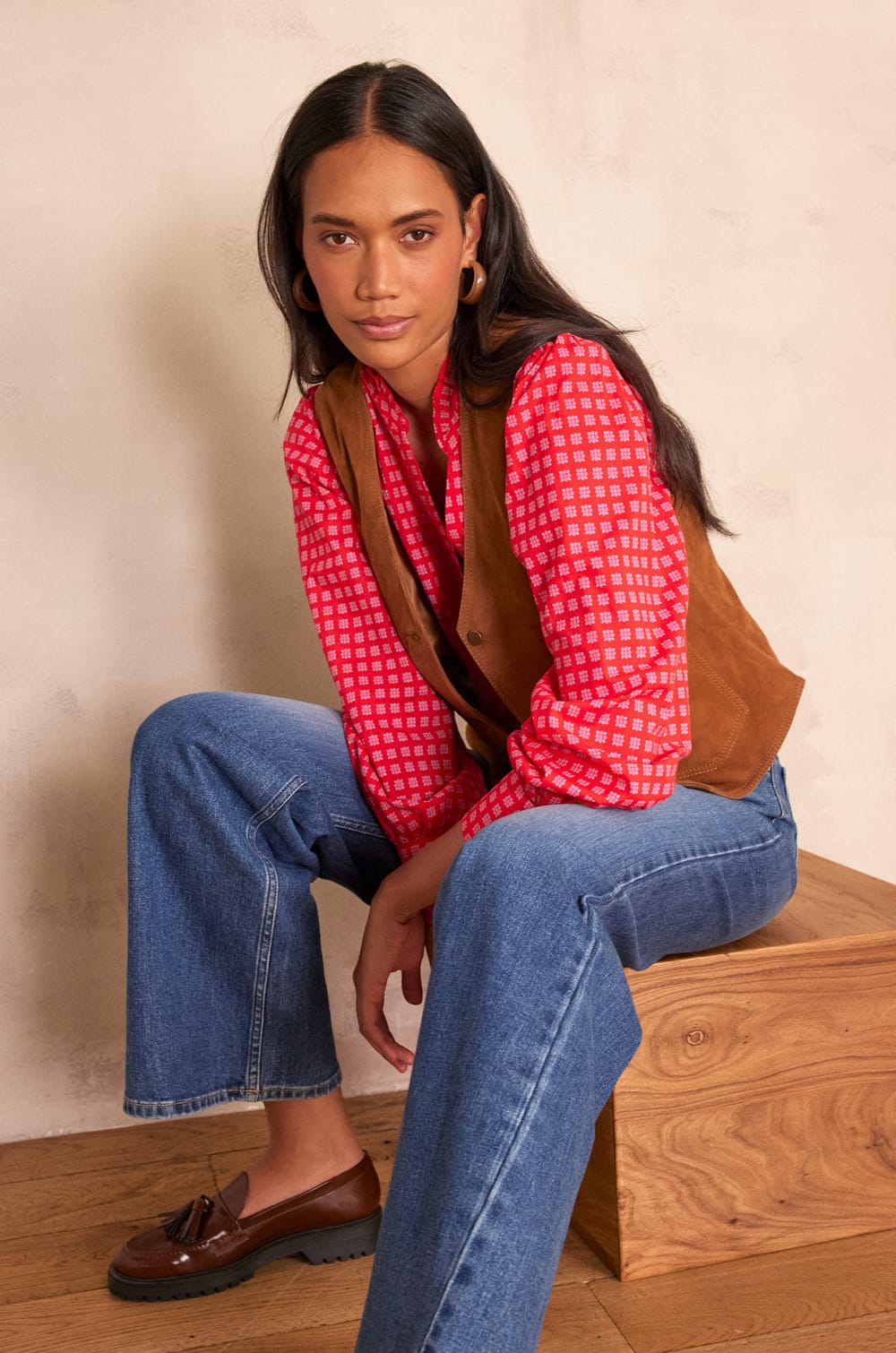 Jean large SANDY en denim;${refinementColor}