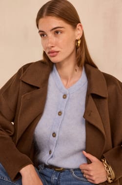 Long sleeve wool blend jacket CYRILE;${refinementColor}
