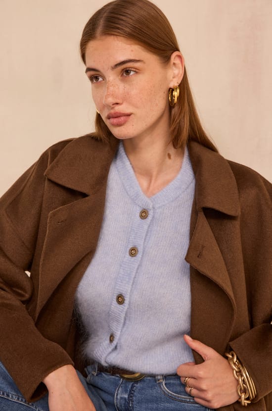 Long sleeve wool blend jacket CYRILE;${refinementColor}