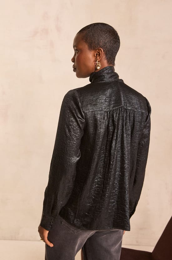 MAJESTE bow tie blouse;${refinementColor}