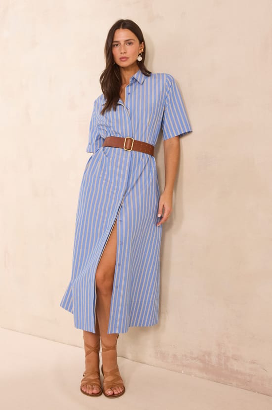 Striped cotton trapeze dress PALMA;${refinementColor}