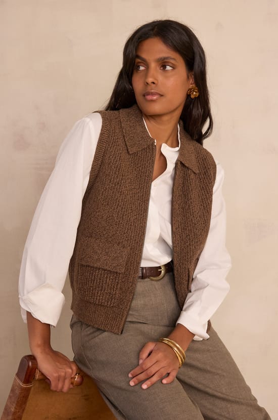 SIMON sleeveless cardigan;${refinementColor}