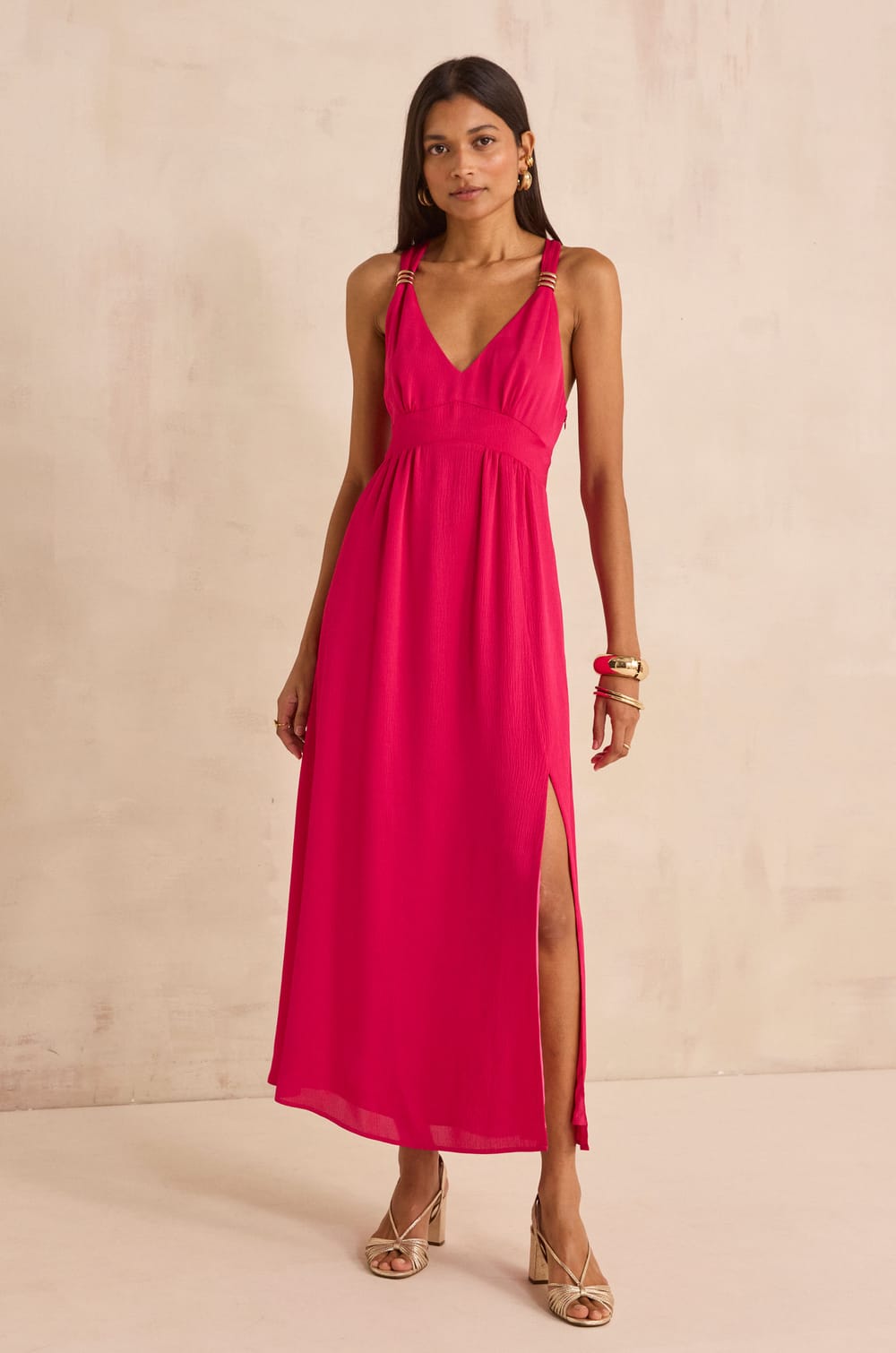 Flowy strap dress BOA;${refinementColor}