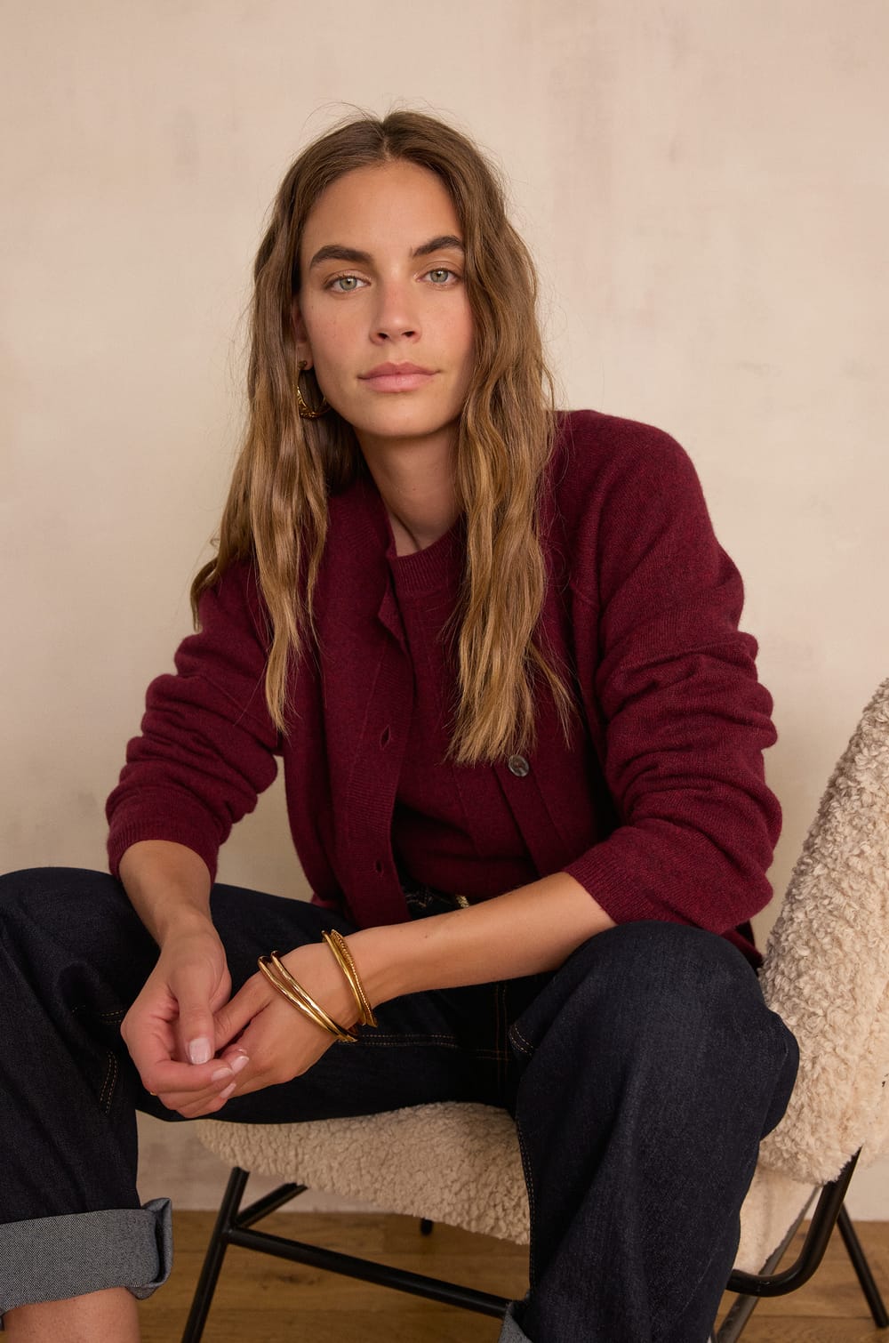 BILLY Cardigan in 100% recycled cashmere;${refinementColor}