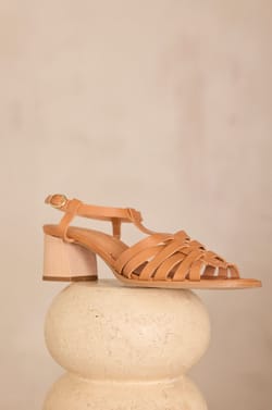 SULLY 100% leather heeled sandals;${refinementColor}