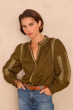 SIXTINE embroidered blouse in 100% cotton;${refinementColor}