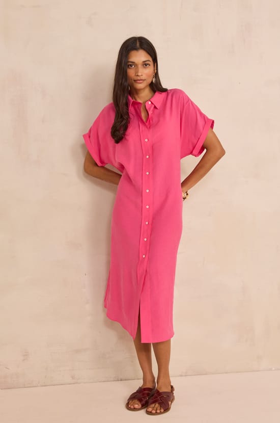 NAYAA short sleeve shirt dress;${refinementColor}