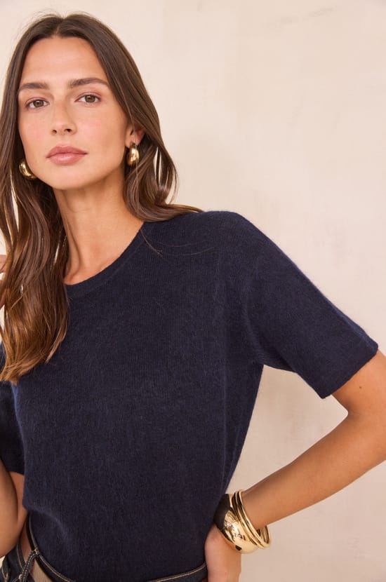 Short-sleeved mohair and wool jumper PAOLO BIS;${refinementColor}