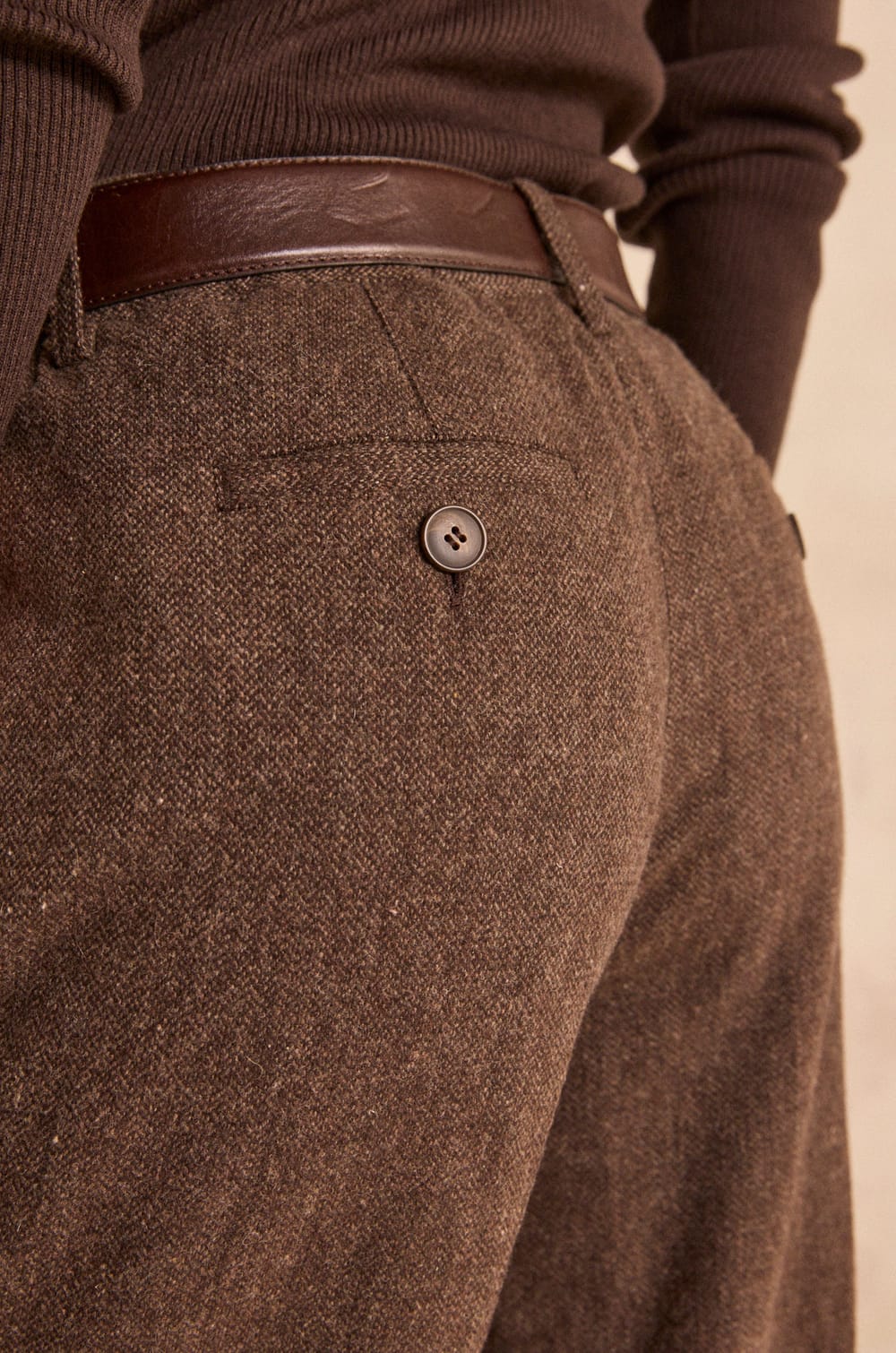 Pantalon large en laine m&eacute;lang&eacute;e BERNIE;${refinementColor}