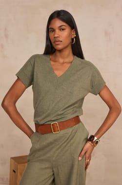 Pretty short sleeve cotton top;${refinementColor}