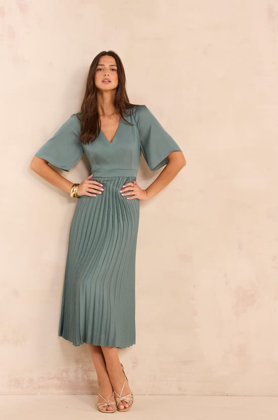 BILLIE long pleated dress;${refinementColor}