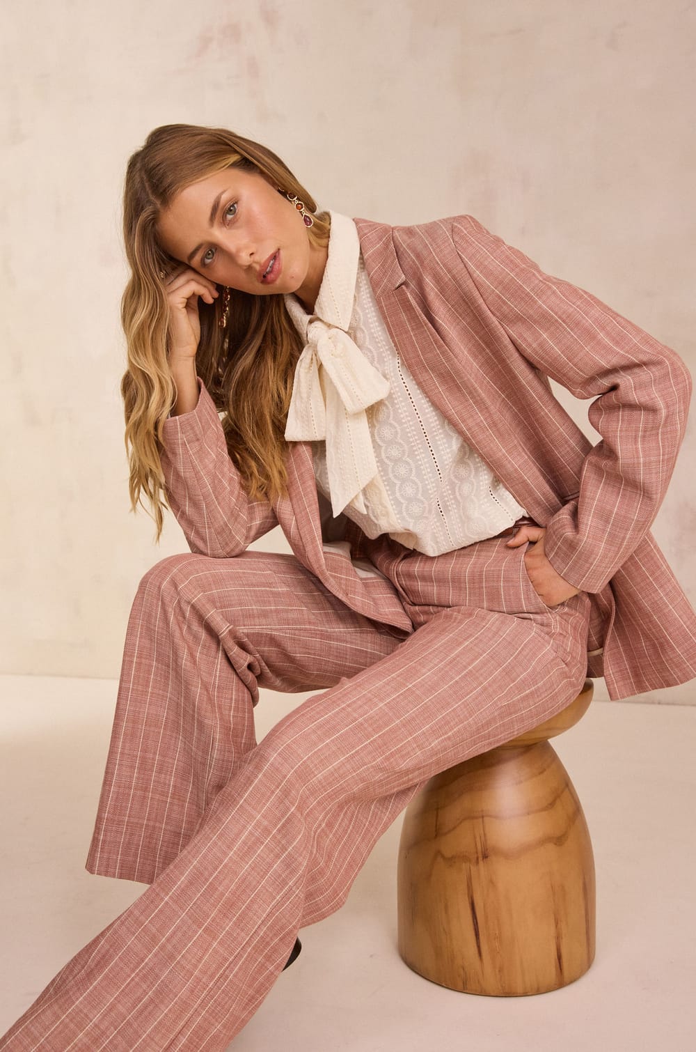 NELIA striped blazer;${refinementColor}