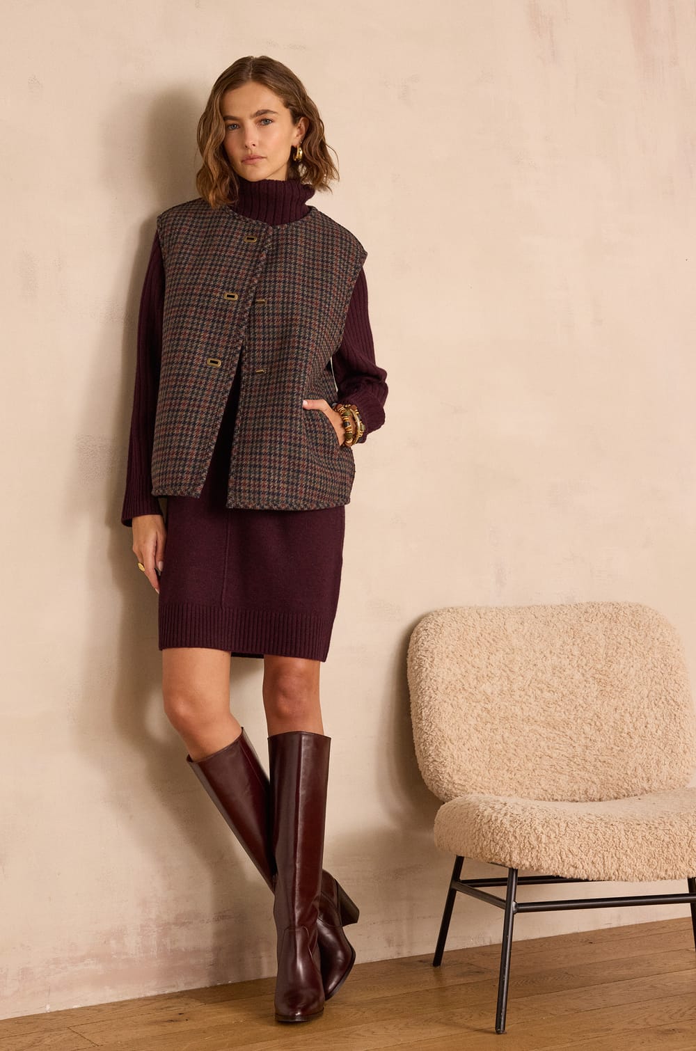 SABRINA bouclé wool cardigan;${refinementColor}