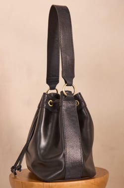 VALENTIN leather bucket bag;${refinementColor}