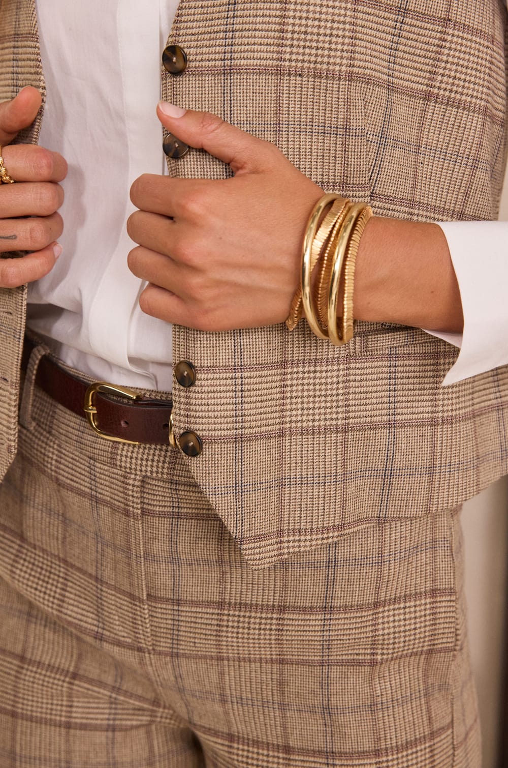 Sleeveless Prince of Wales check Cardigan SIMEON;${refinementColor}