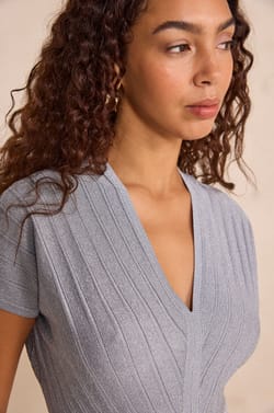 Straight knit dress with sequins BARI;${refinementColor}