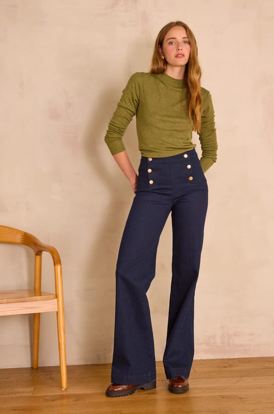 OXAN high-waisted wide-leg jeans in denim;${refinementColor}