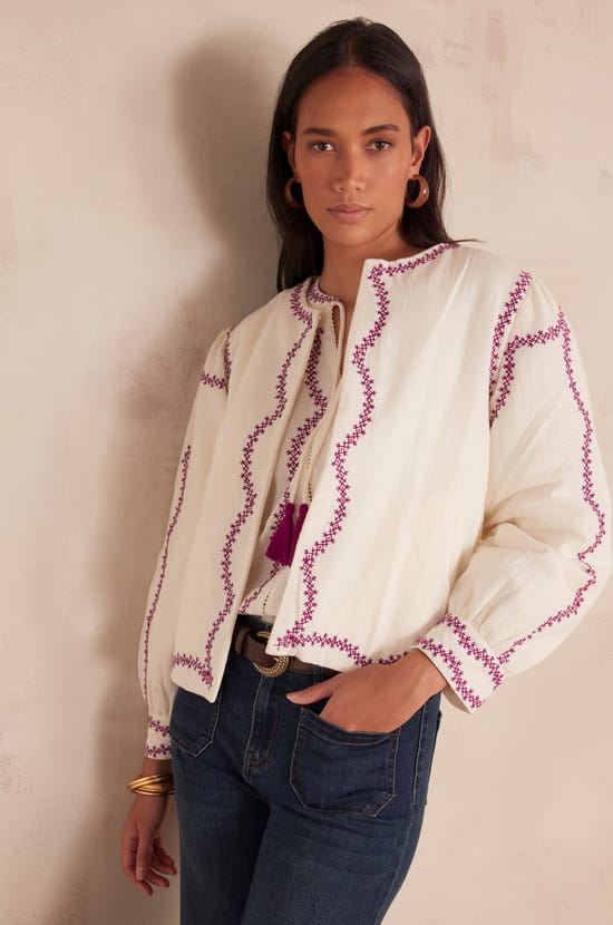 Blouse SULLY en coton et lin;${refinementColor}