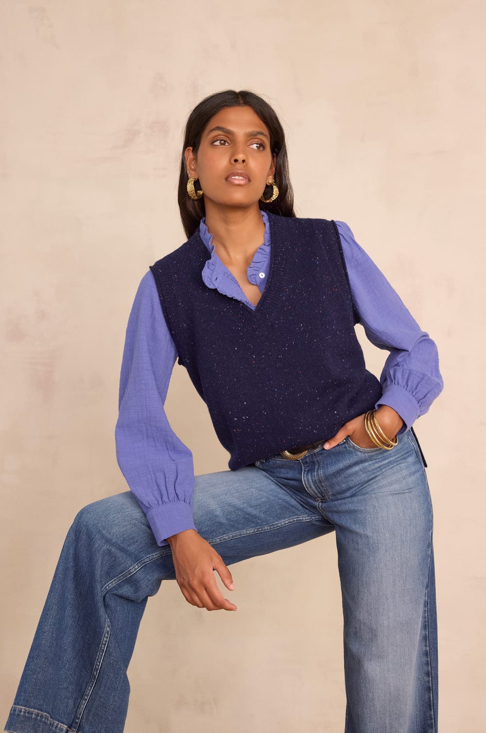 BASILE sleeveless jumper in 100% wool;${refinementColor}