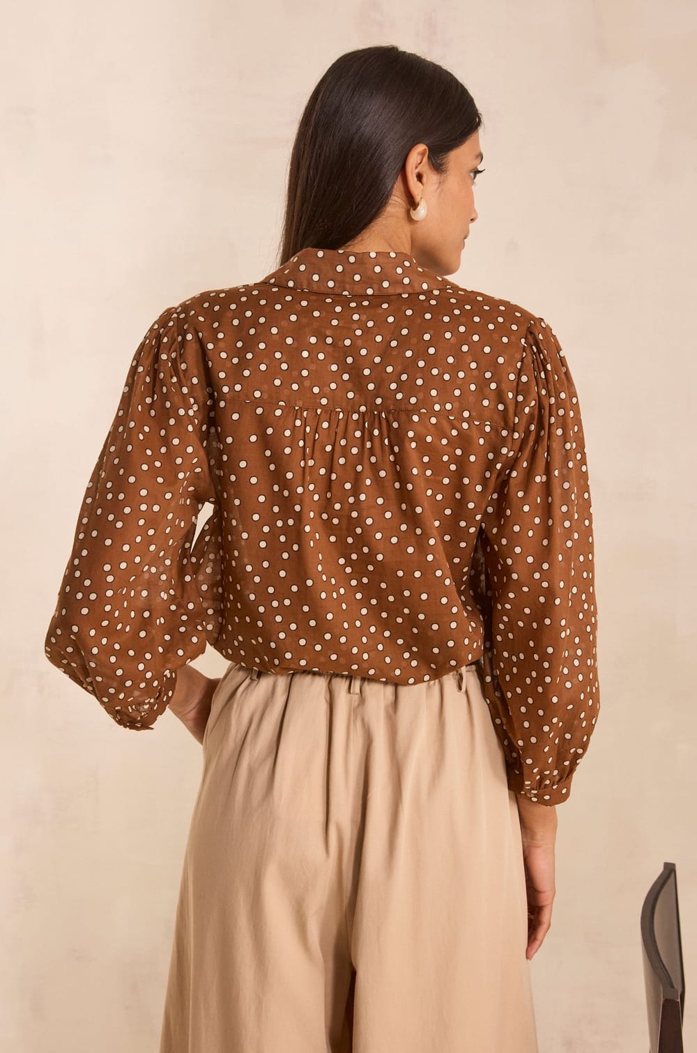 DYLAN cotton polka dot printed shirt;${refinementColor}