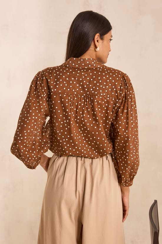 DYLAN cotton polka dot printed shirt;${refinementColor}