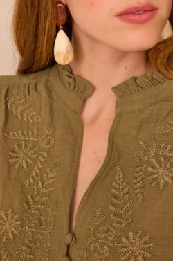 MALIA embroidered blouse in 100% cotton;${refinementColor}
