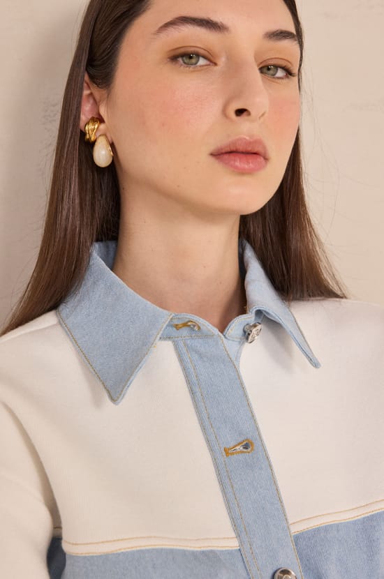 Long sleeve two-tone cotton PUNKY jacket;${refinementColor}