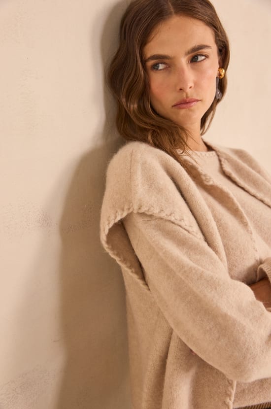 Gilet sans manches en laine m&eacute;lang&eacute; ANTHEA;${refinementColor}