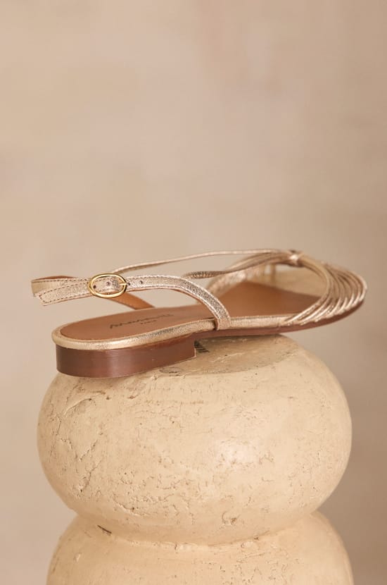 Platte iriserend sandalen van 100% leer SUN;${refinementColor}