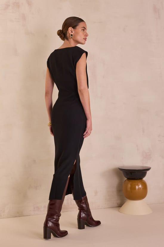 BIANCA straight dress with slit;${refinementColor}