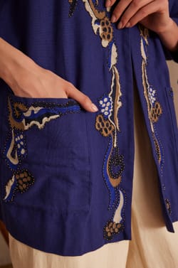 NOURIA embroidered cotton jacket;${refinementColor}