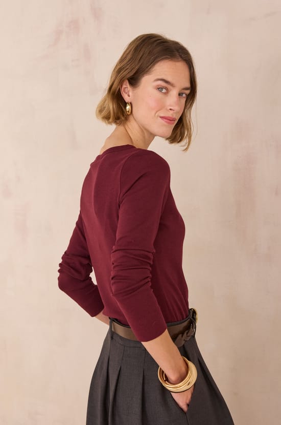 LENA ribbed cotton T-shirt;${refinementColor}