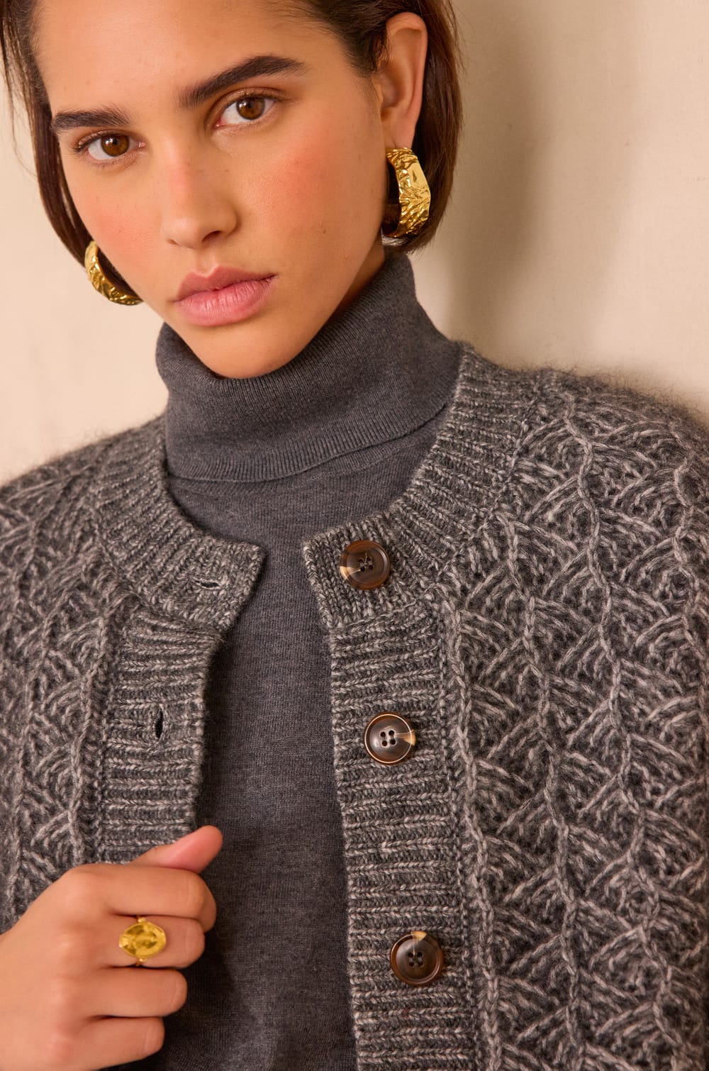 COSMO cardigan in mohair and wool;${refinementColor}