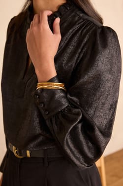 BETH Tunisian collar blouse;${refinementColor}