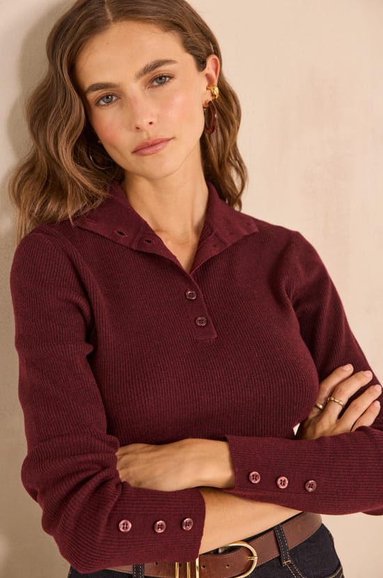 ASHLEY ribbed knit top;${refinementColor}