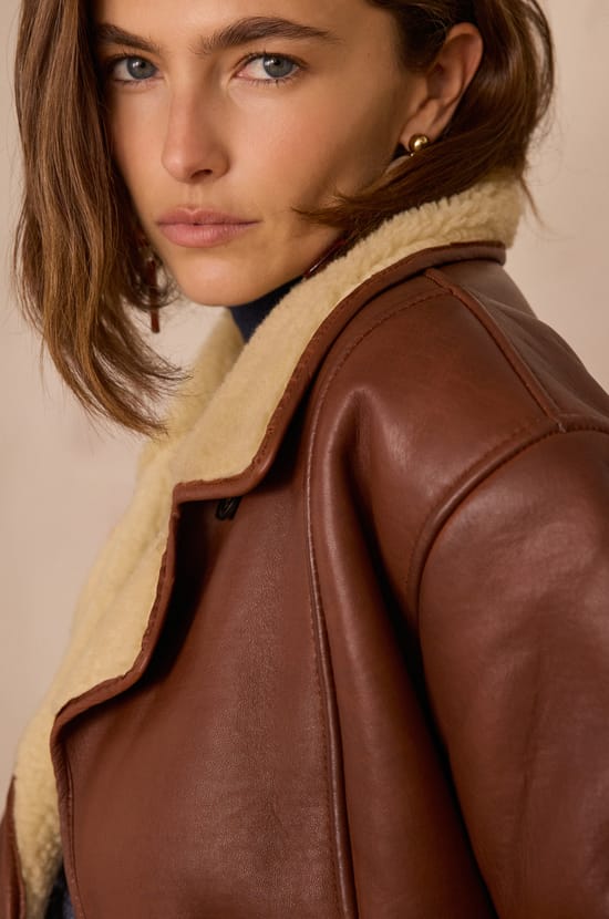 DEBBIE leather coat;${refinementColor}