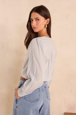 Embroidered long-sleeved cotton blouse MAISSA;${refinementColor}