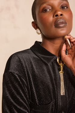 Mirabelle velvet blouse with sequins;${refinementColor}