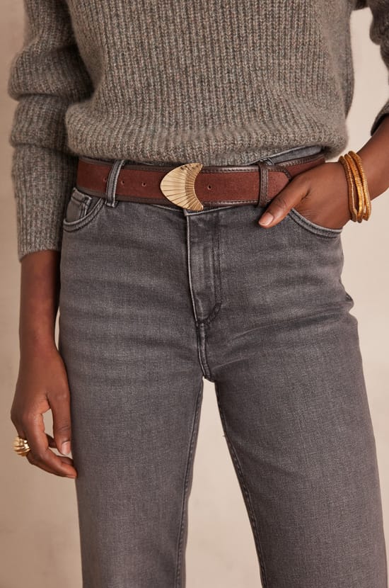 DELIA CROPPED straight jeans in cotton;${refinementColor}