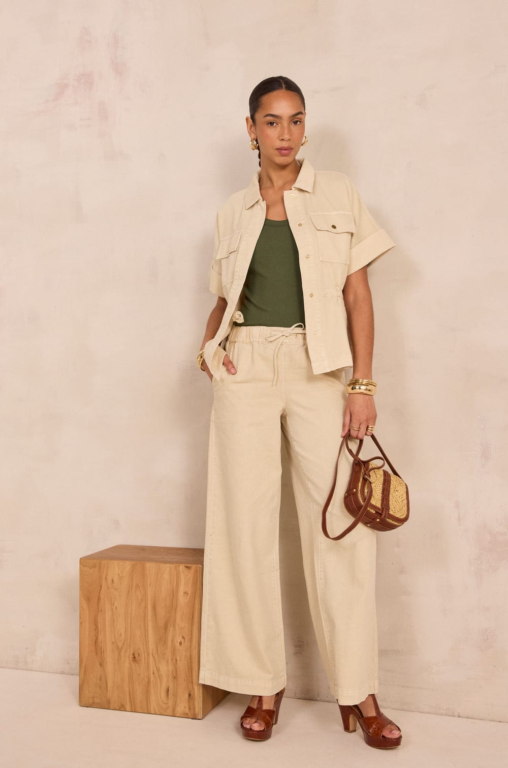 Short sleeve cotton jacket VITA;${refinementColor}