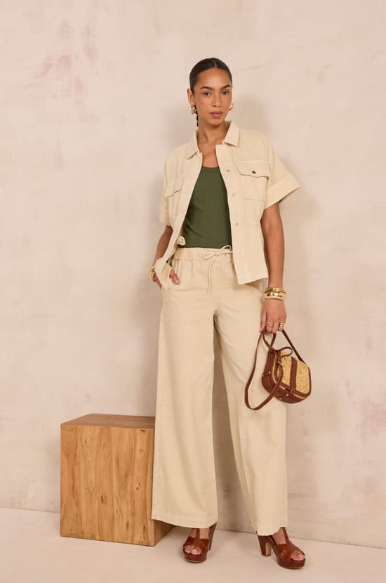 Short sleeve cotton jacket VITA;${refinementColor}