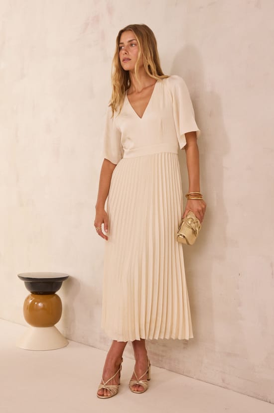 BILLIE pleated long dress;${refinementColor}