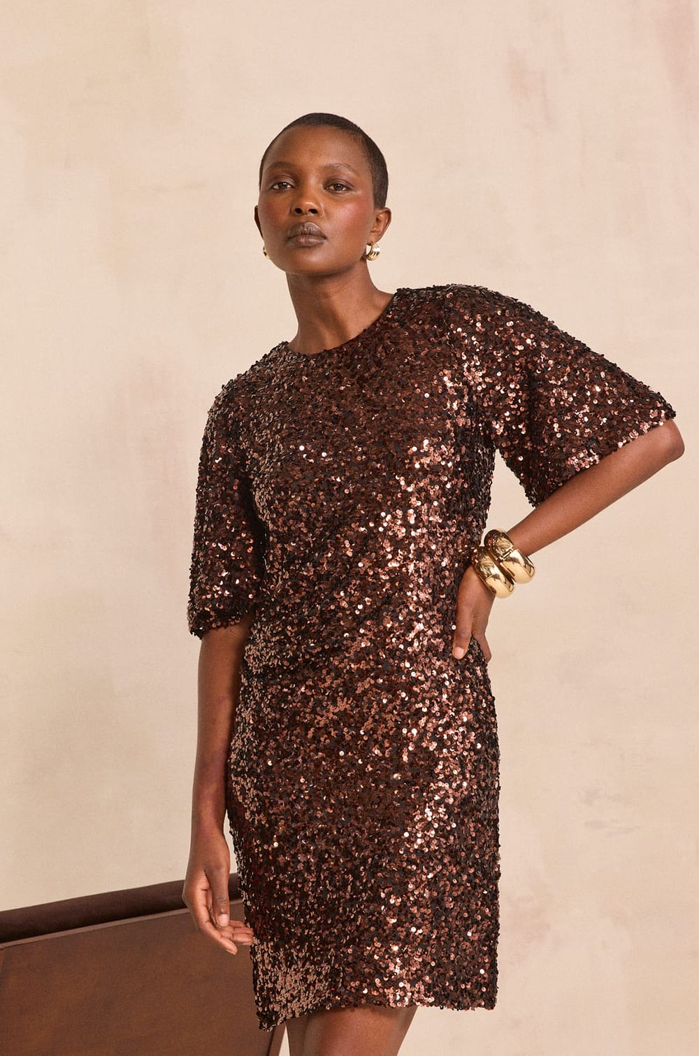 Short sequin dress PALOMA;${refinementColor}