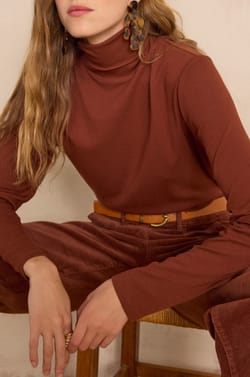 T-shirt col roul&eacute; en coton FERGUIE;${refinementColor}