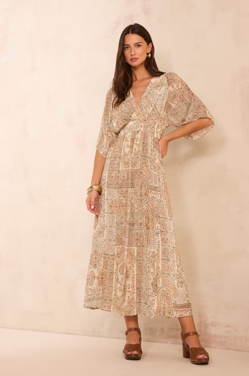 Flowing printed dress POEME;${refinementColor}