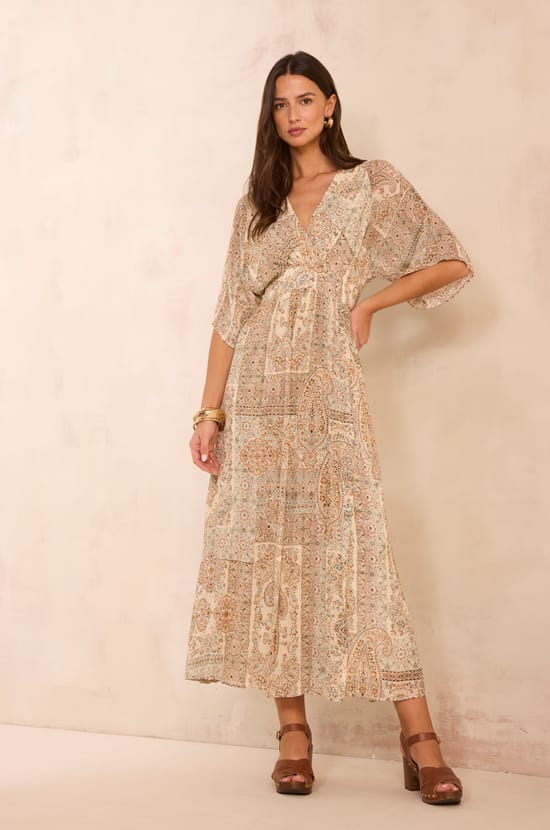 Flowing printed dress POEME;${refinementColor}