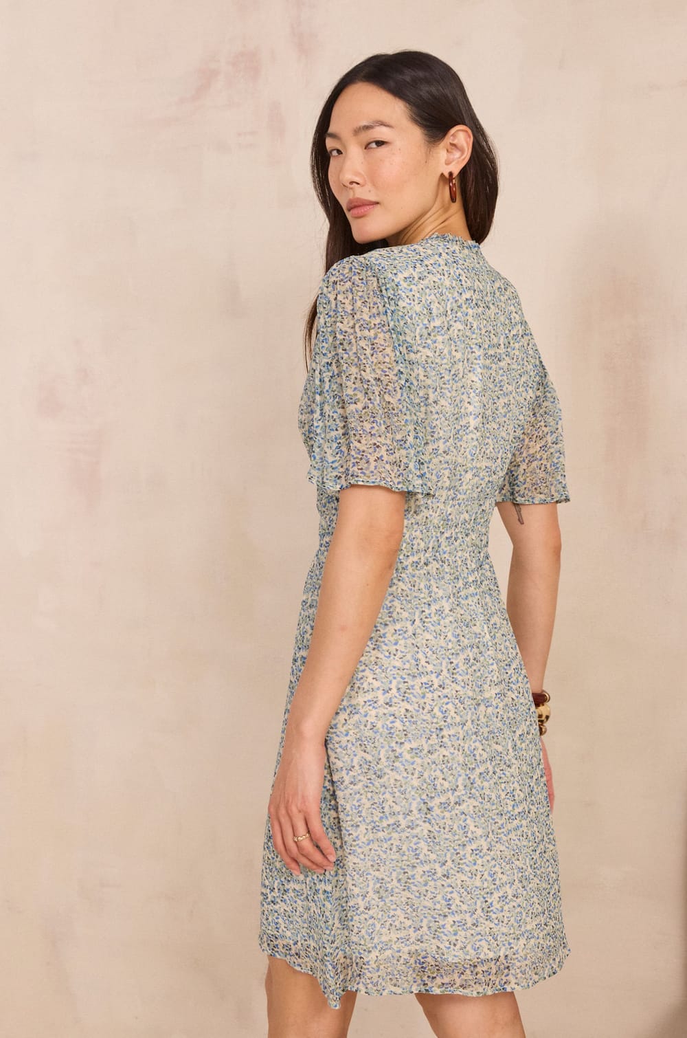 Short dress with BALMANA print;${refinementColor}