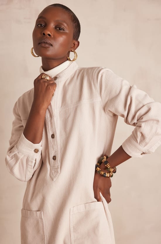 Robe chemise RITA en velours;${refinementColor}